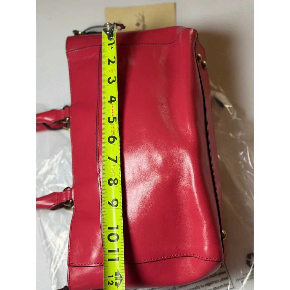 Patricia Nash Aileen Top Handle Satchel Red Leather Vintage Distressed Handbag